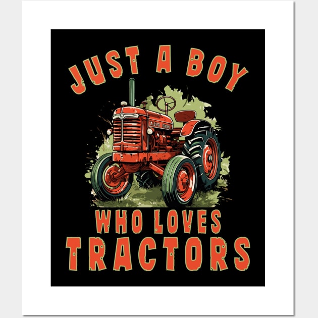 Farm Vehicle Country Life Boy who loves tractors Truck Boy Wall Art by RetroZin